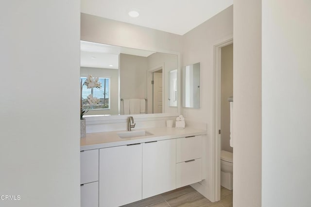 bathroom featuring toilet and vanity