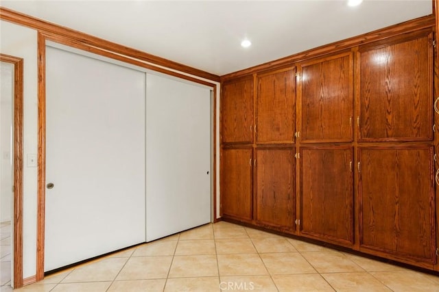 interior space featuring light tile patterned floors