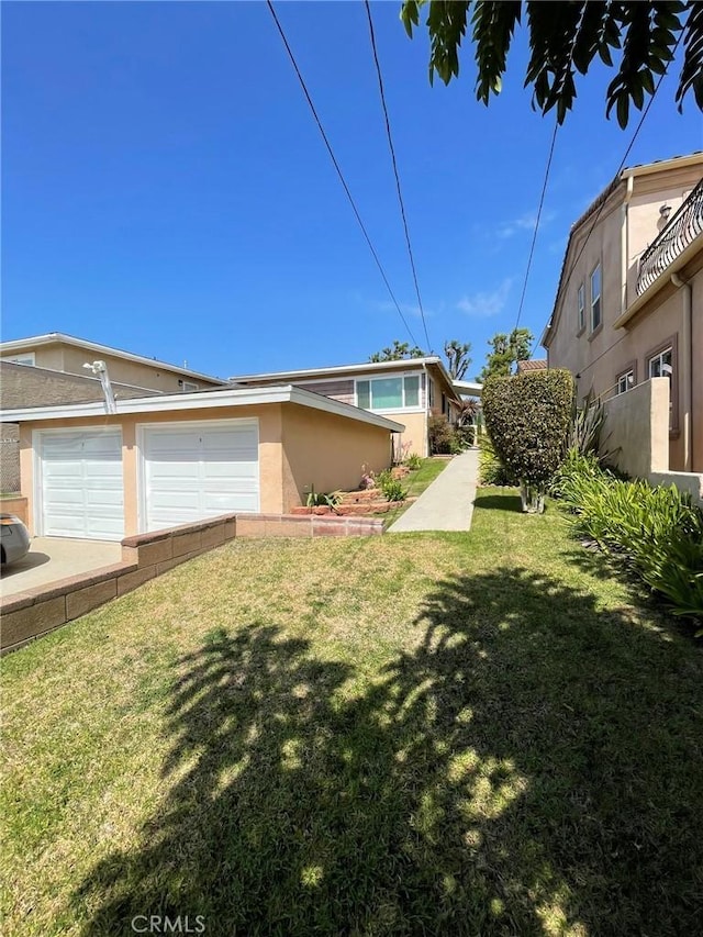 exterior space with a garage