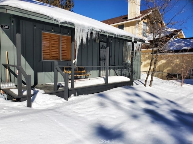 exterior space with a chimney