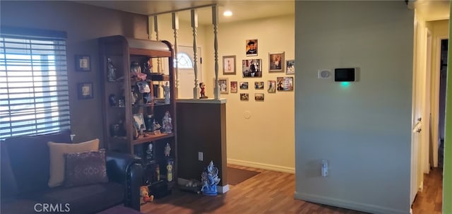 interior space with hardwood / wood-style floors