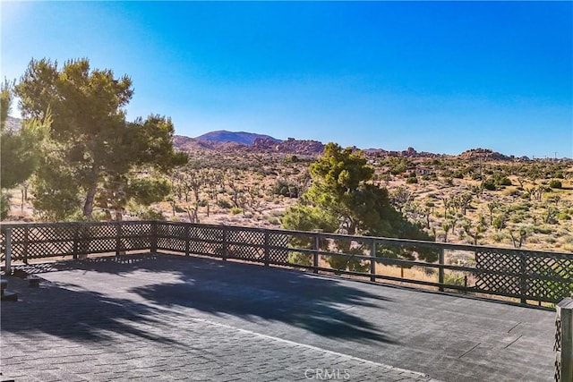 view of patio with a mountain view