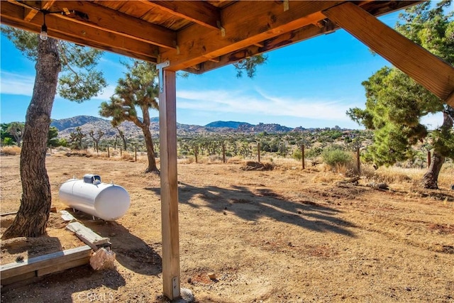 view of yard featuring a mountain view and a rural view