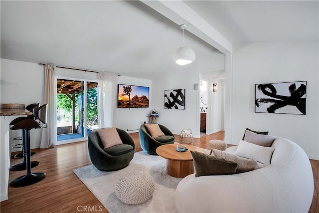 living room with hardwood / wood-style floors