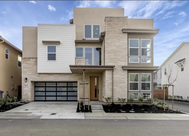 contemporary home featuring a garage