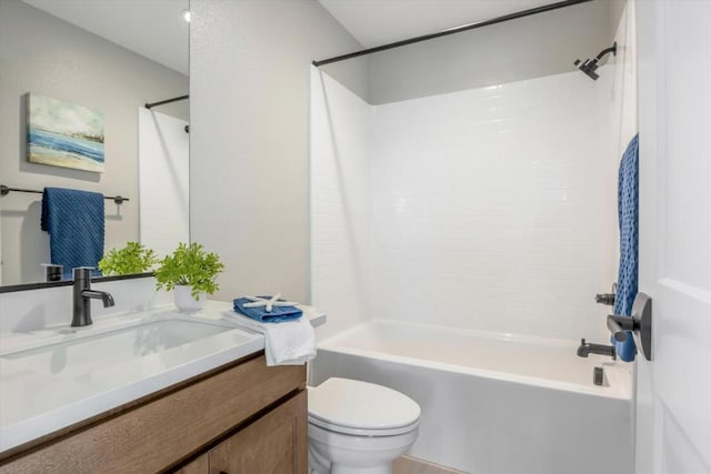 full bathroom featuring vanity, toilet, and shower / washtub combination