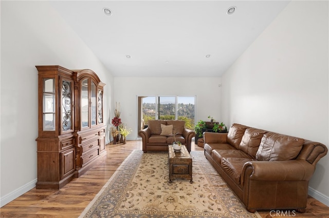 living room featuring light wood-type flooring