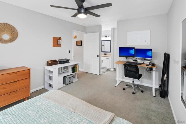 interior space featuring ceiling fan