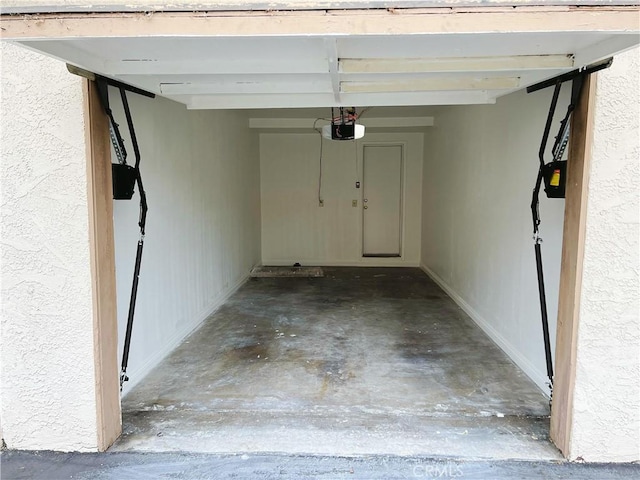 garage with a garage door opener