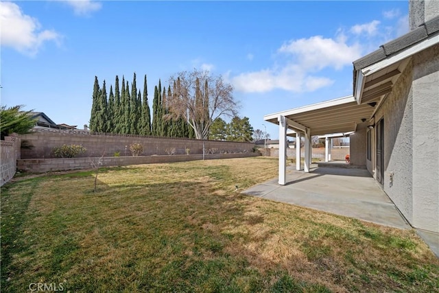 view of yard with a patio area