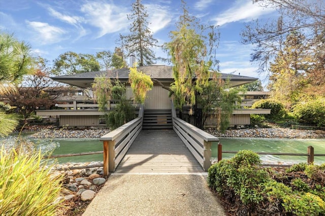 view of community featuring a water view