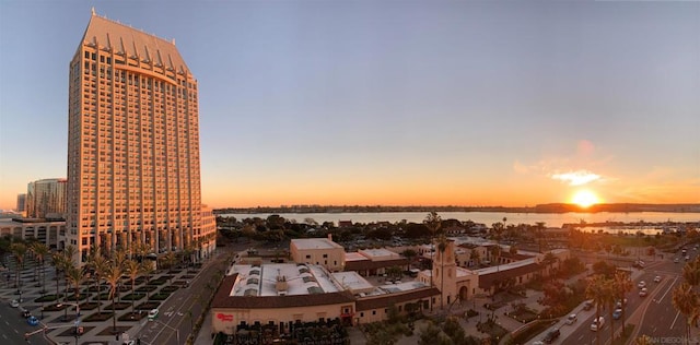 property's view of city with a water view