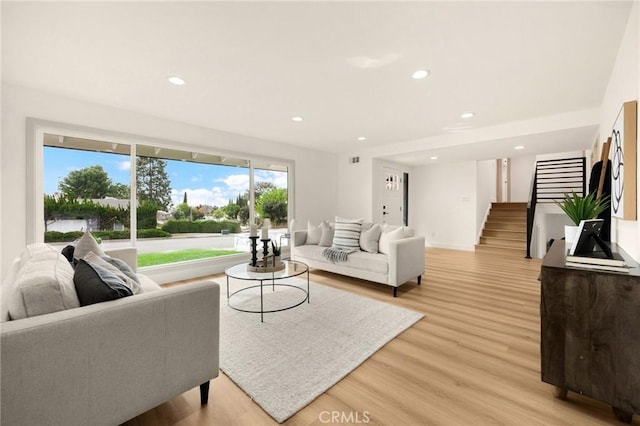 living room featuring light hardwood / wood-style flooring