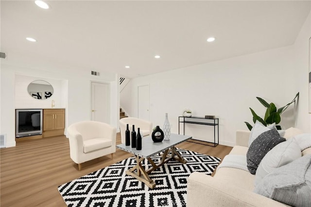 living room with hardwood / wood-style floors