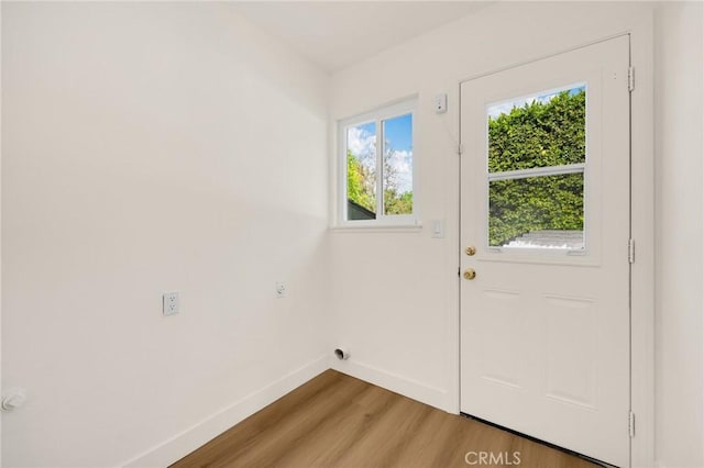 doorway featuring wood-type flooring