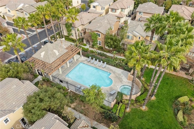 bird's eye view with a residential view