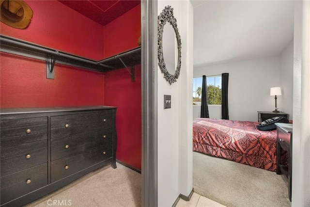 spacious closet with light colored carpet