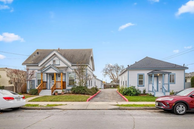 bungalow with a front lawn