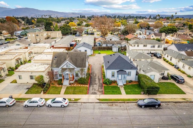 aerial view with a mountain view