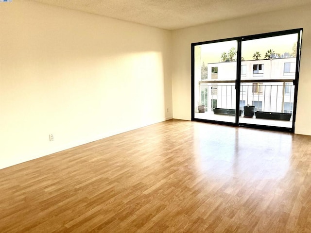 empty room featuring a textured ceiling and hardwood / wood-style flooring