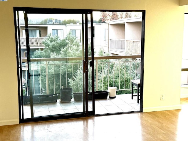 entryway featuring plenty of natural light and light hardwood / wood-style floors