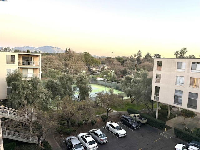 exterior space featuring a mountain view