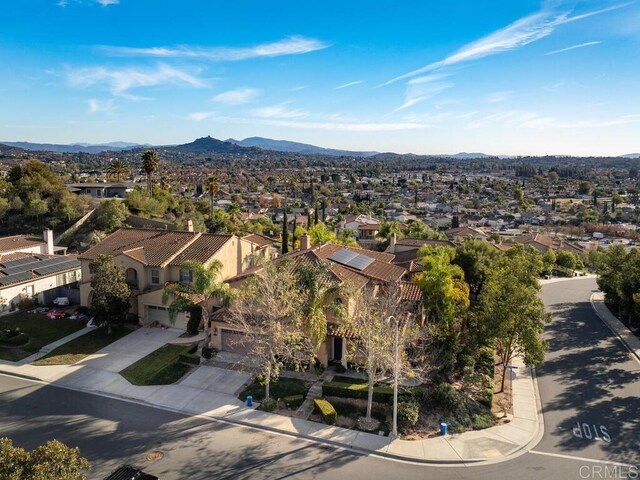 drone / aerial view with a mountain view