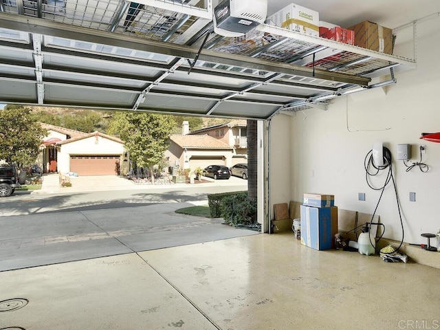 garage with a garage door opener