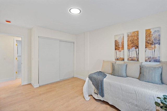 bedroom featuring a closet and wood-type flooring