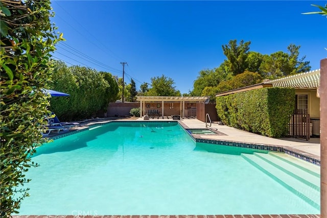 view of pool featuring a patio and a pergola