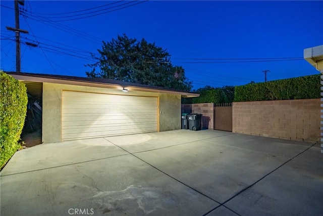 view of garage