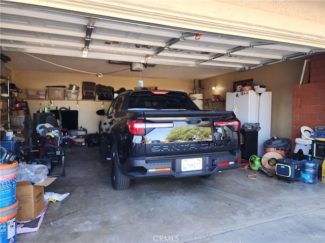 garage with a garage door opener