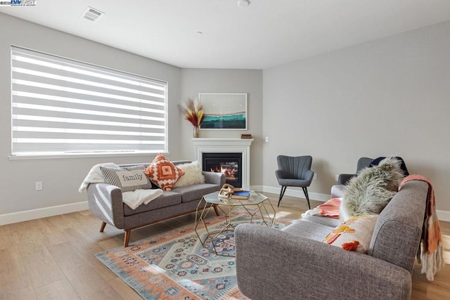 living room featuring light wood-type flooring