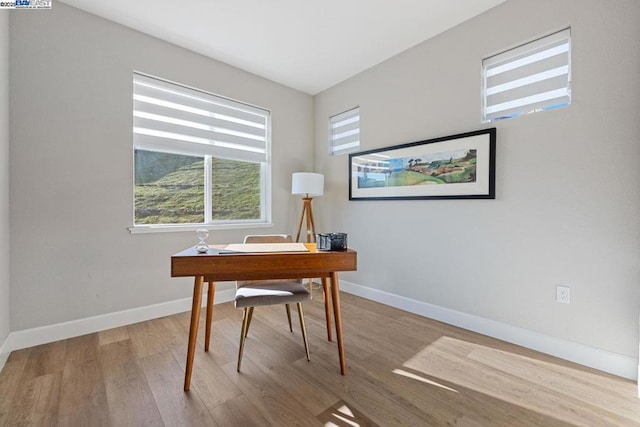 office with hardwood / wood-style floors