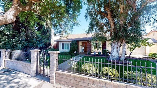 view of front of property with a front lawn