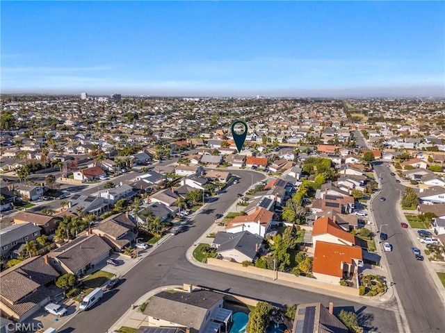 bird's eye view with a residential view