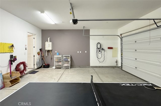 garage with a garage door opener