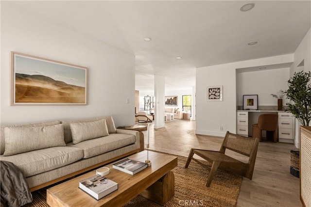 living room featuring light wood-type flooring