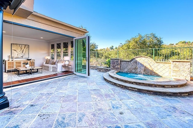 view of patio featuring fence