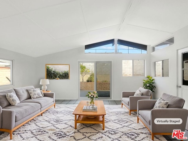 living room featuring light tile patterned flooring