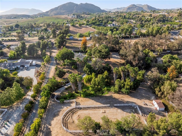 birds eye view of property featuring a mountain view