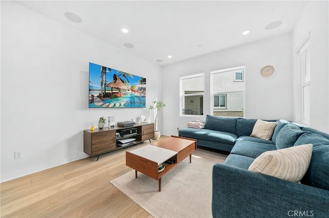 living room featuring light hardwood / wood-style floors