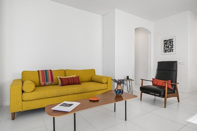 view of tiled living room