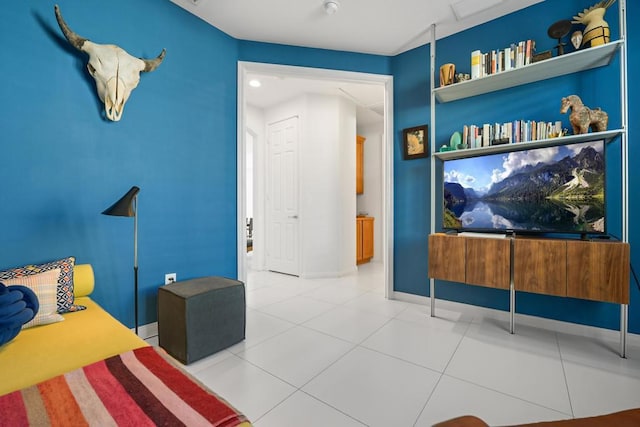 bedroom featuring tile patterned floors