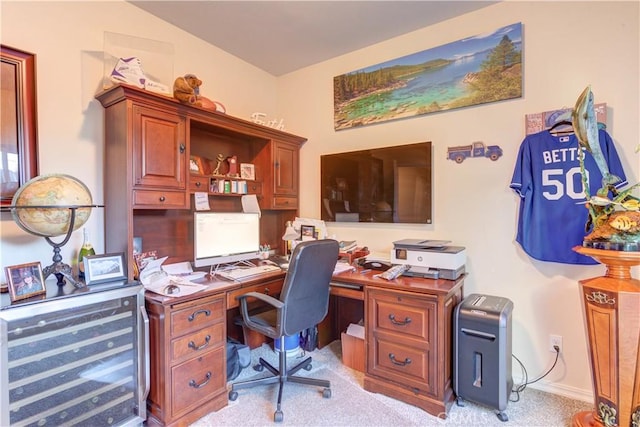 home office with light carpet