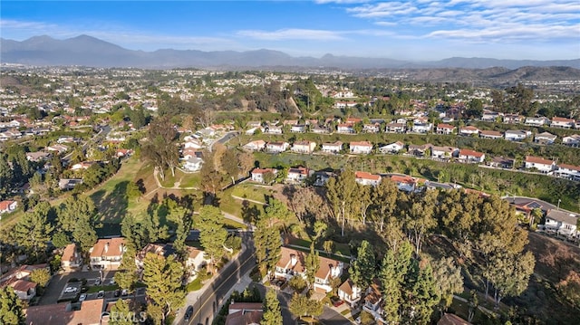 bird's eye view with a mountain view