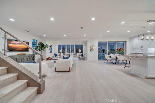 living room featuring light hardwood / wood-style floors