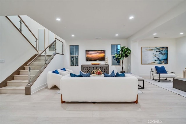 living room featuring light hardwood / wood-style flooring