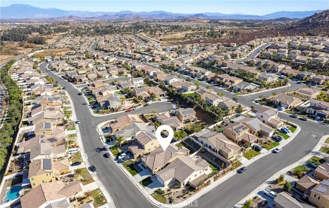 drone / aerial view with a mountain view