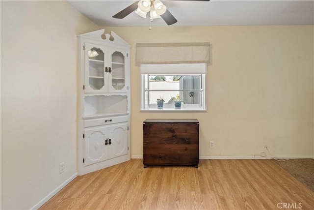 interior space featuring ceiling fan and light hardwood / wood-style floors